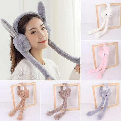 Soft Fluffy Rabbit Ears Headband – Moving Ears Plush Earmuffs (Random Colour)
