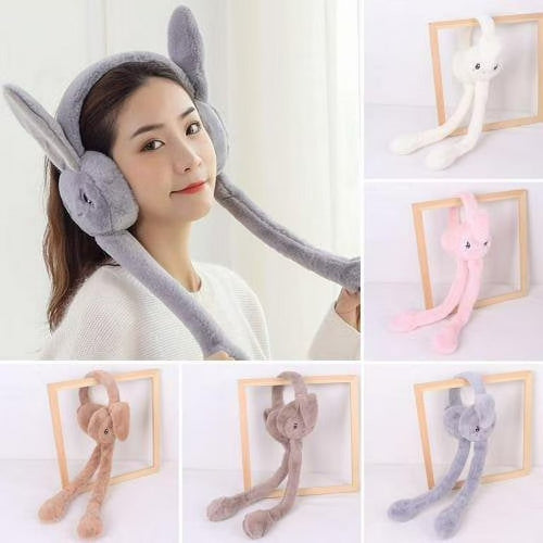Soft Fluffy Rabbit Ears Headband – Moving Ears Plush Earmuffs (Random Colour)