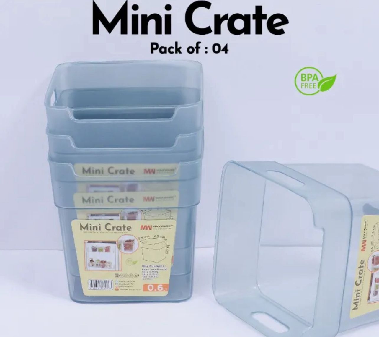 4 Pcs Mini Crate Organizers (0.6L Each)