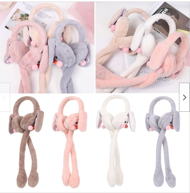 Soft Fluffy Rabbit Ears Headband – Moving Ears Plush Earmuffs (Random Colour)