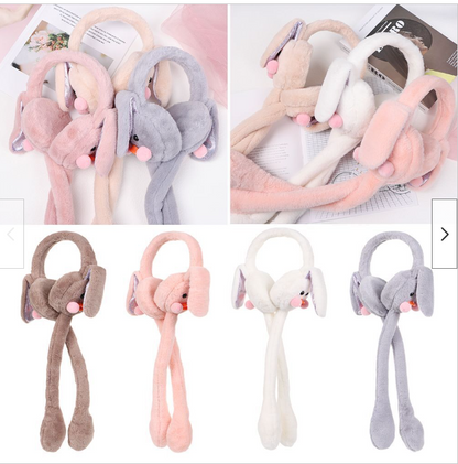 Soft Fluffy Rabbit Ears Headband – Moving Ears Plush Earmuffs (Random Colour)