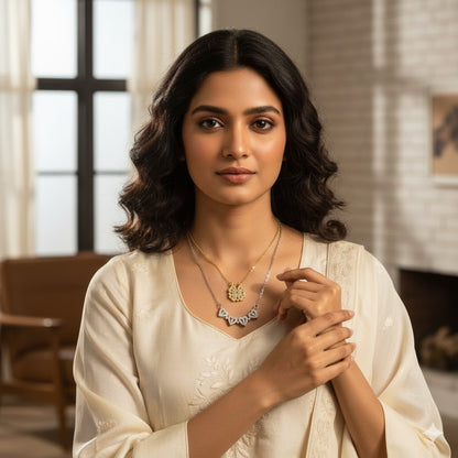 ZGE-923 Korean Magnetic 4 Leaf Clover Pendant Necklace- Golden