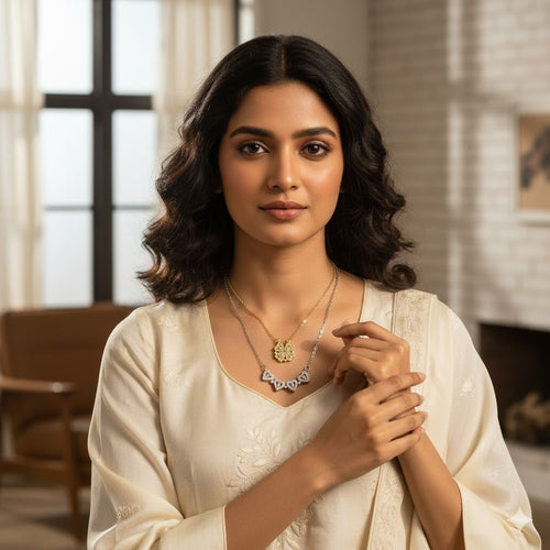 ZGE-923 Korean Magnetic 4 Leaf Clover Pendant Necklace- Golden