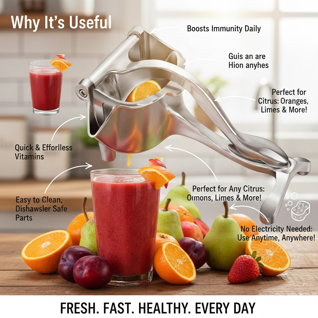 Stainless Steel Lemon Orange Clip Handheld Fruit Juicer | Durable Manual Portable Juicer