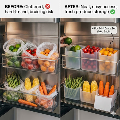 4 Pcs Mini Crate Organizers (0.6L Each)