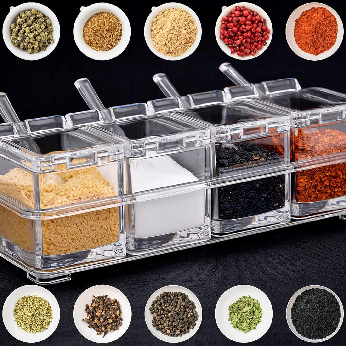 Crystal Seasoning Box with 4 Compartments