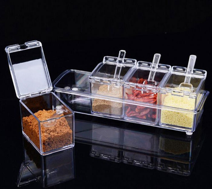 Crystal Seasoning Box with 4 Compartments