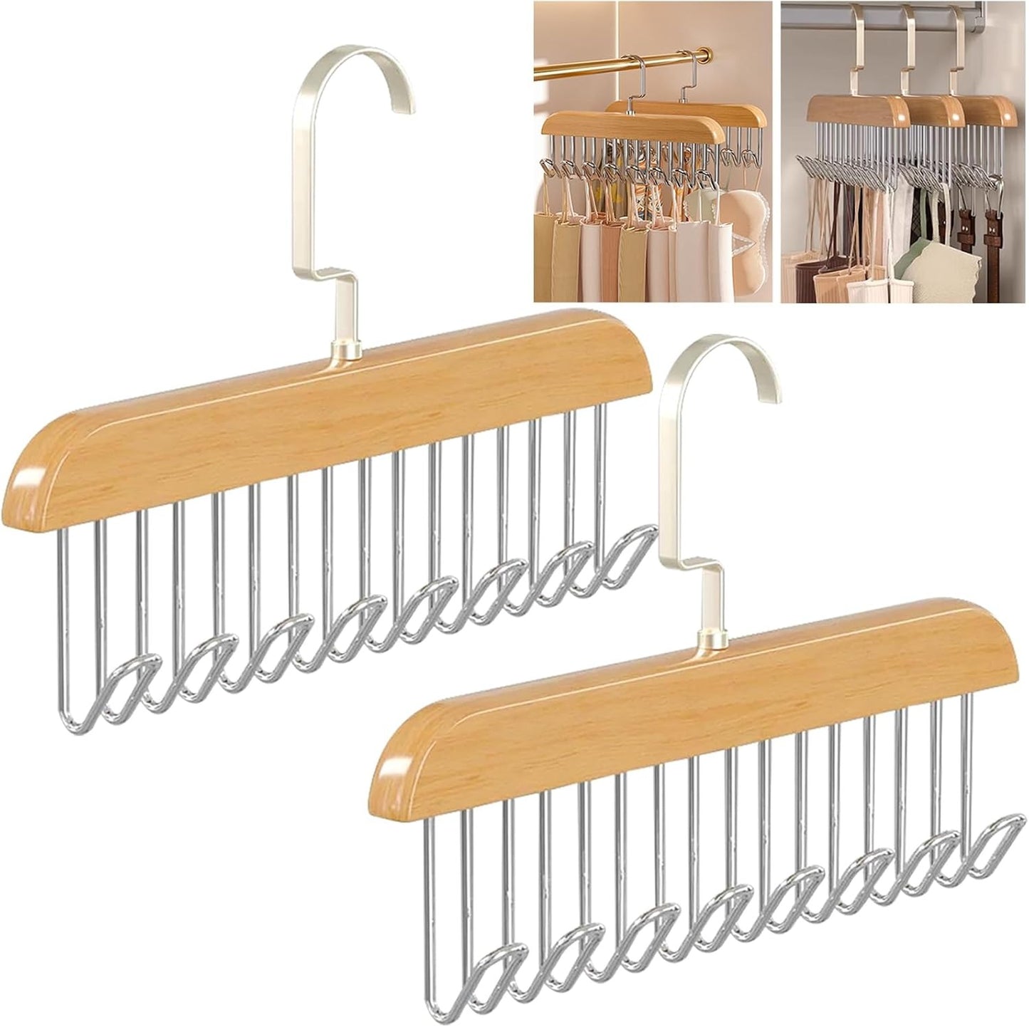 8-Hook Multi-Function Wooden Hanger