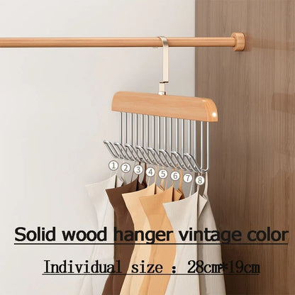 8-Hook Multi-Function Wooden Hanger