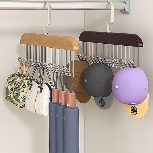 8-Hook Multi-Function Wooden Hanger